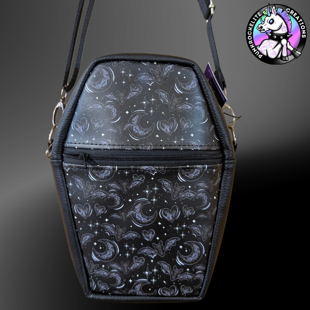 Bats and Moons Coffin Crossbody