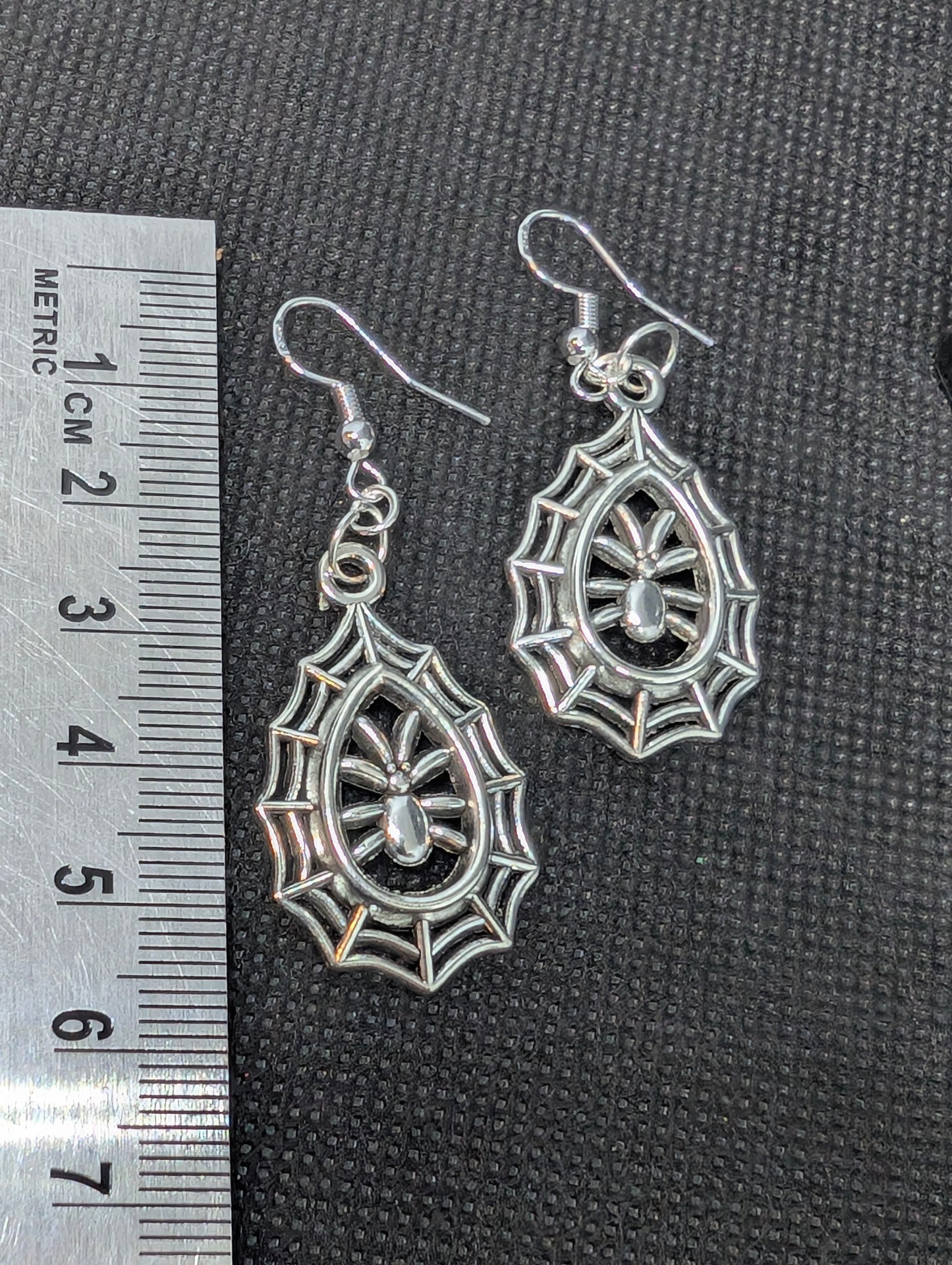 Spider in web earrings