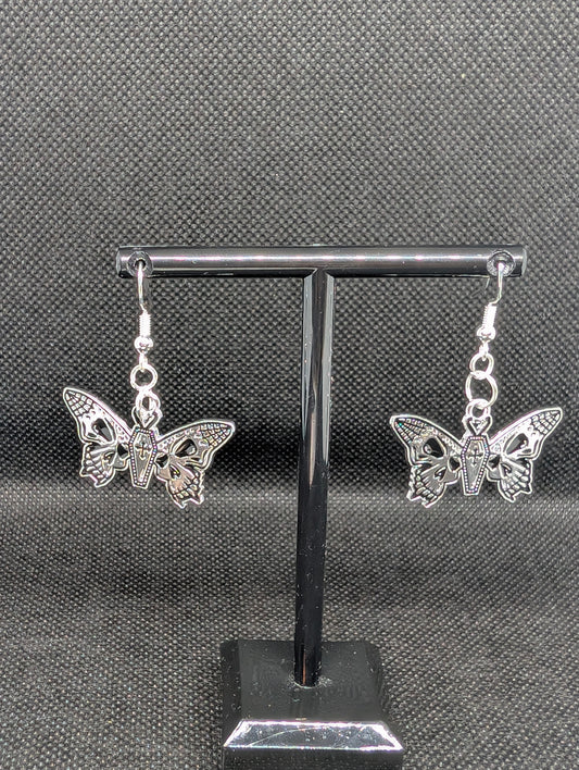 Skull moth earrings