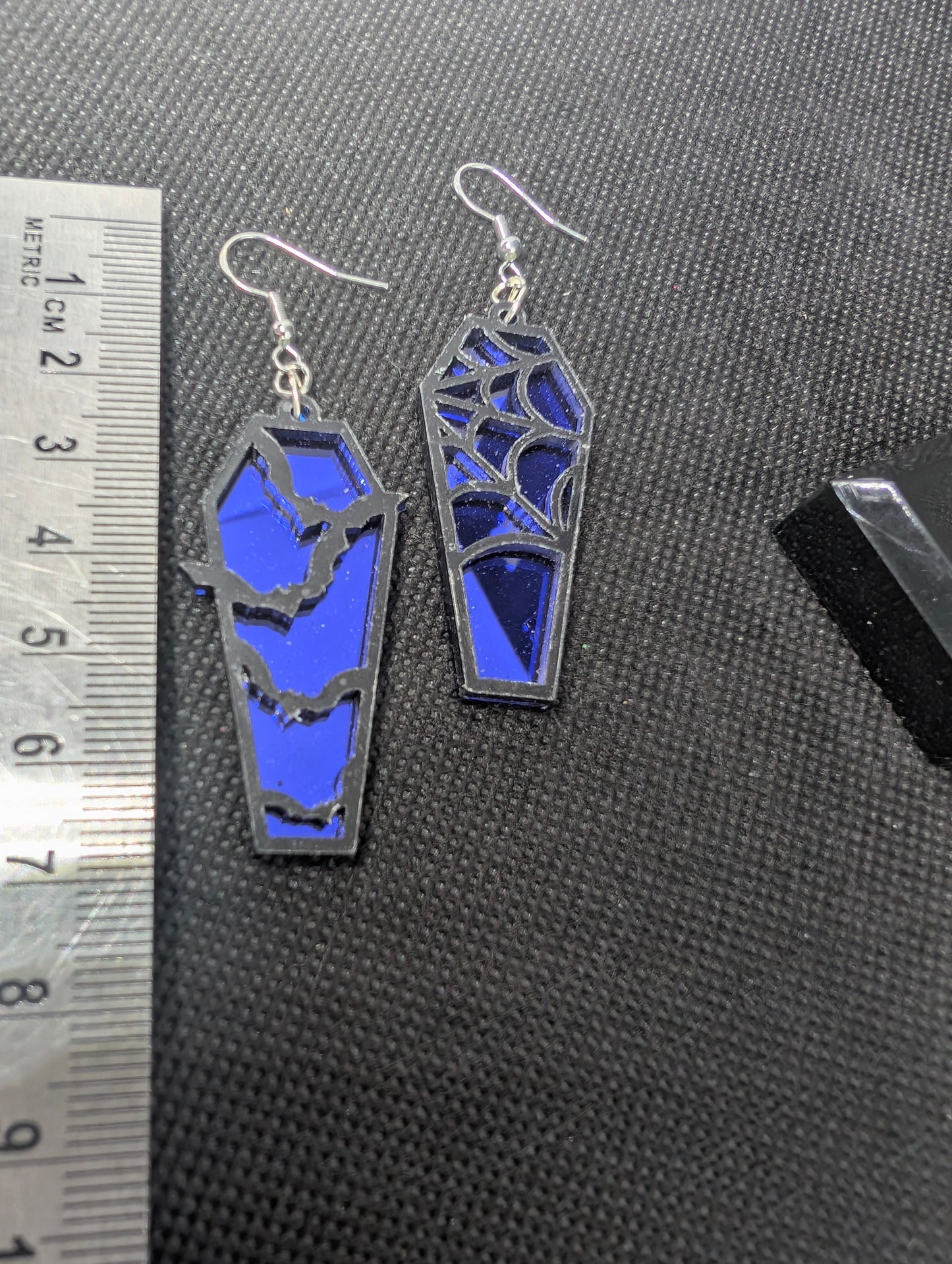 Coffin mirrored earrings