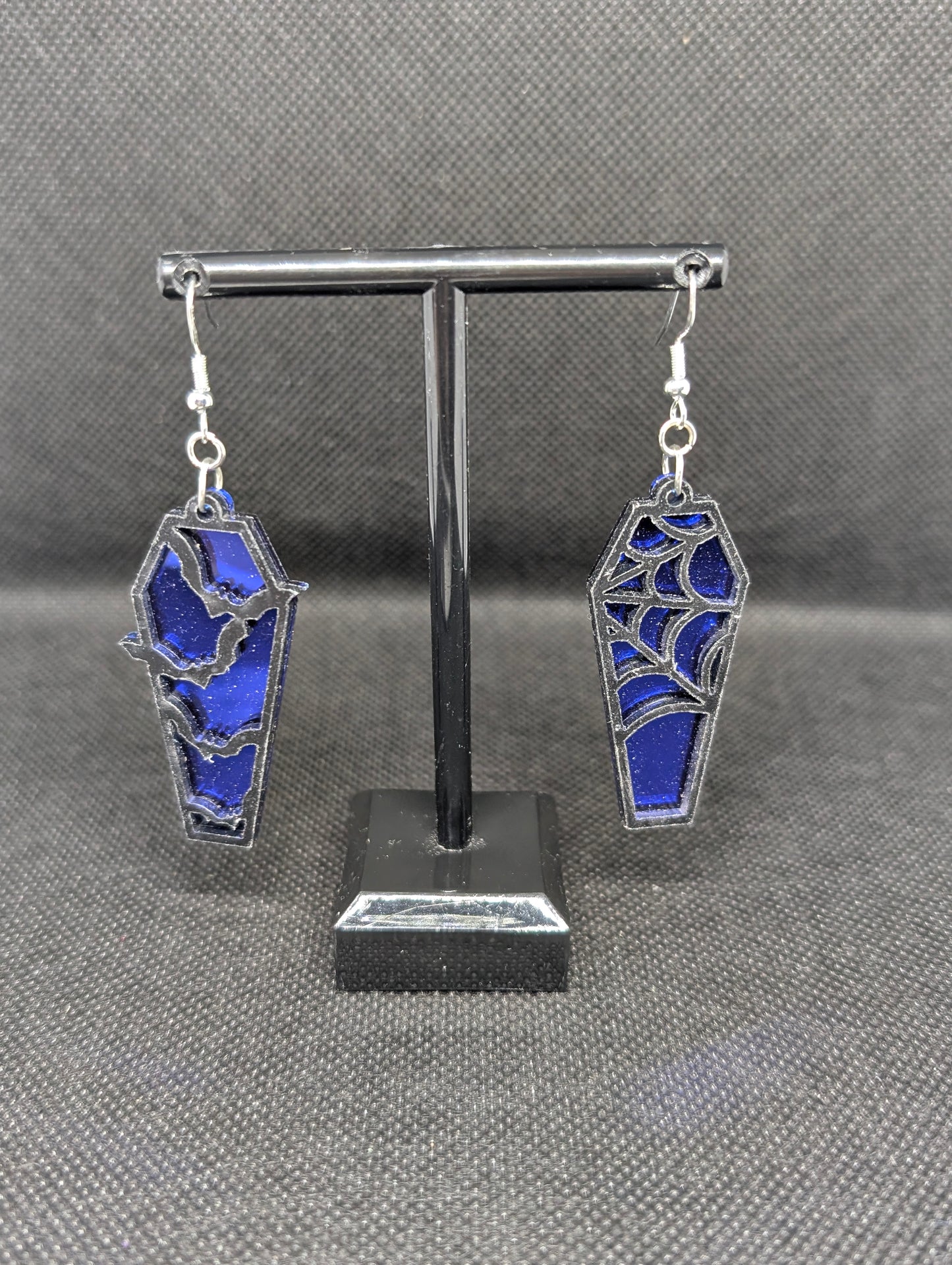 Coffin mirrored earrings