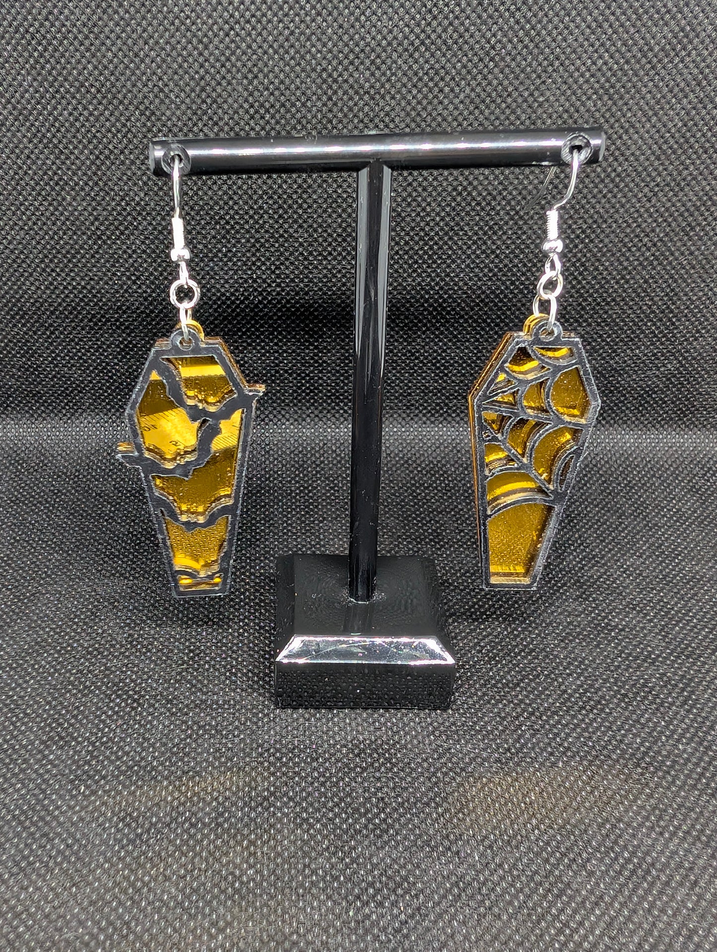 Coffin mirrored earrings