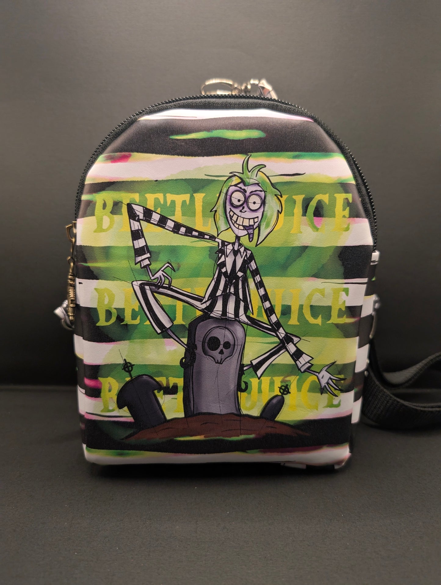 Beetlejuice Inspired Sling Backpack