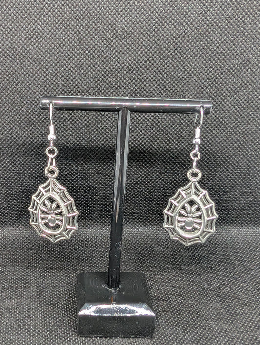 Spider in web earrings